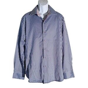 ROBERT GRAHAM Men's Long Sleeve Button Down Blue White‎ Checker Shirt 2XL